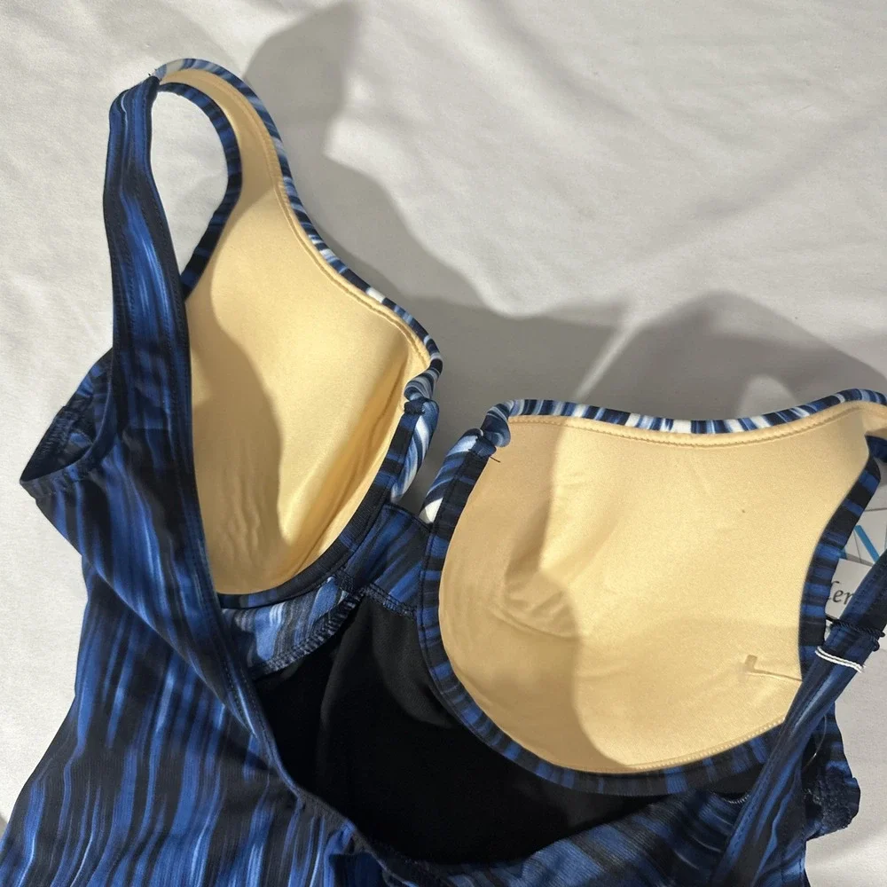 NEW $166 Miraclesuit [ 10 US ] Indigo Go Escape One‎ Piece Swimsuit Blue #7039